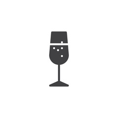 Champagne glass icon vector, filled flat sign, solid pictogram isolated on white. Symbol, logo illustration.