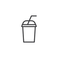 Smoothie drink cup line icon, outline vector sign, linear style pictogram isolated on white. Symbol, logo illustration. Editable stroke