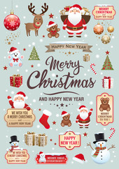 Christmas and new year elements - Icons, characters, labels, lettering - 177421349