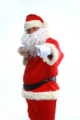 santa claus standing in front of white background