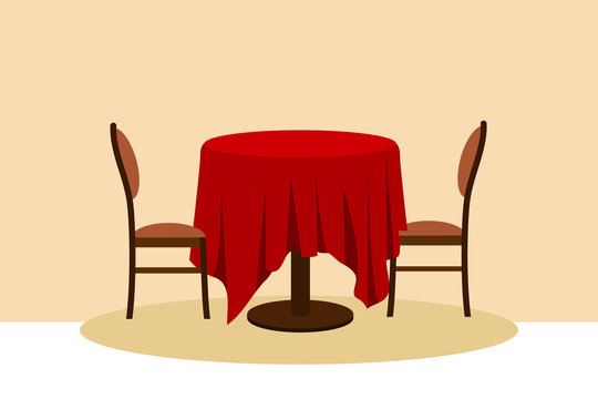 Table with chair. Vector illustration table for festive holiday romantic dinner. Flat style.