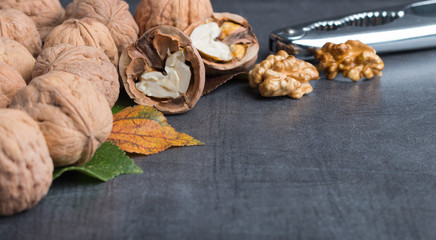 walnuts on a stone background