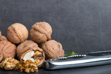 walnuts on a stone background