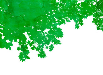 水彩風　緑の樹の背景