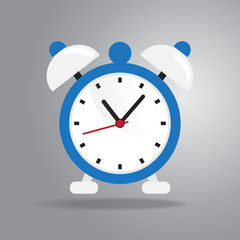 Alarm clock icon flat style on gray background