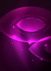 Glowing modern geometric shapes in dark space