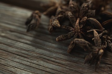 Star anise on wooden table