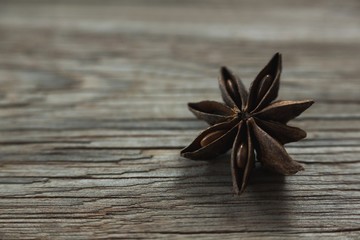 Star anise on wooden table
