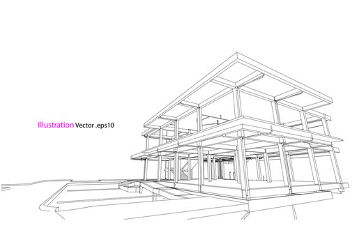 construction building drawing vector model concept