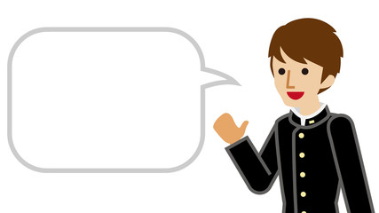 説明する男子高校生　フキダシ付き