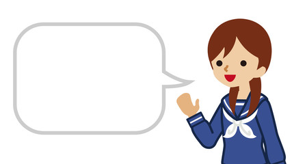 説明する女子高校生　フキダシ付き