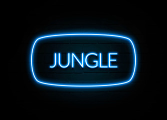 Jungle  - colorful Neon Sign on brickwall