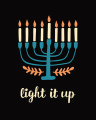 Happy Hanukkah, hand written brush lettering
