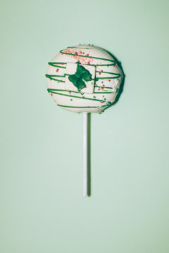 Green Christmas Donut on a Stick