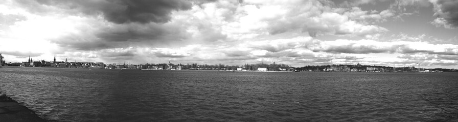 Stockholm panorama depuis Södermalm en noir et blanc