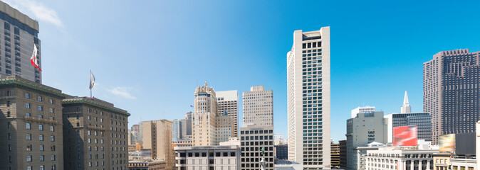 Aerial skyline of San Francisco from Union Square