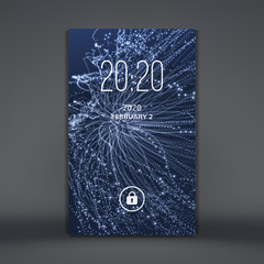 Modern lock screen for mobile apps. Smartphone. 3d grid background. Abstract vector illustration.