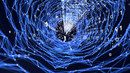 Abstract Data Transmission Through Fiber Channel, Technology Concept Background