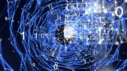 Abstract Data Transmission Through Fiber Channel, Technology Concept Background
