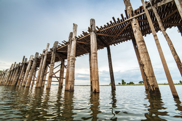 Famous U-Bein bridge in Amarapura near Mandalay, Myanmar