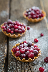 Tartlets with apple jam and fresh cranberries