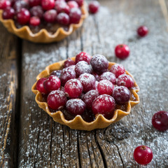 Tartlets with apple jam and fresh cranberries