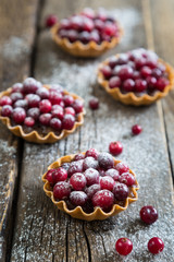 Tartlets with apple jam and fresh cranberries