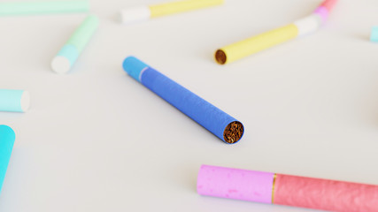 Ordered array of cigarettes in various vibrant colors