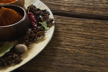 Various type of spices in bowl 