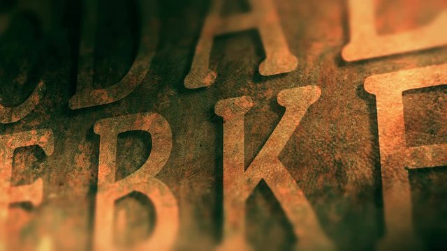Change the different alphabet letters. 4K UHD video loop animated vintage background.