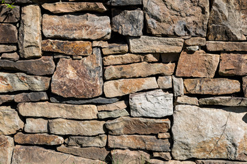 Arkansas stone wall on sidewalk
