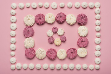 frames of white and berry marshmallows
