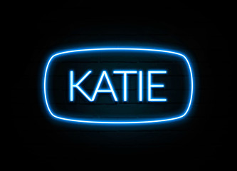 Katie  - colorful Neon Sign on brickwall