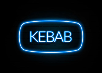 Kebab  - colorful Neon Sign on brickwall
