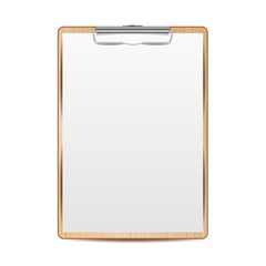 Realistic Clipboard With Paper Vector. Mock up For Your Design. A4 Size. Isolated On White Background Illustration