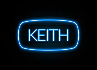 Keith  - colorful Neon Sign on brickwall - obrazy, fototapety, plakaty