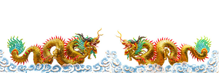 Fototapeta premium Colorful Chinese dragon statue.