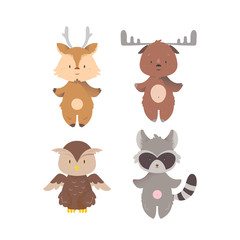 Cartoon design wild forest animals set