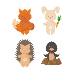 Cartoon design wild forest animals set