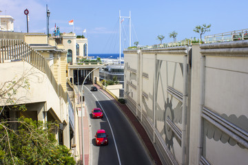Fototapeta premium The streets of Monaco, a sovereign city-state and microstate, located on the French Riviera in Western Europe