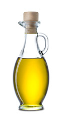 bottle of olive oil isolated on white background