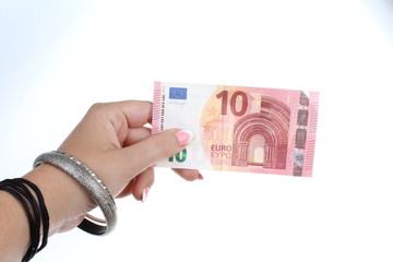 Euro money bill on isolated white