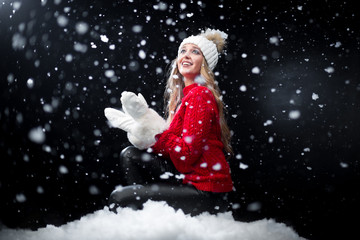 Girl happy about first snow