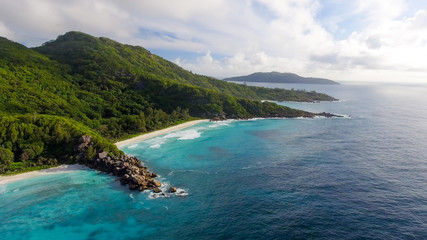 Grande Anse aerial view - La Digue Island, Seychelles
