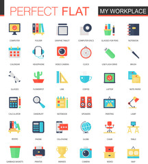 Vector set of flat My workspace icons.