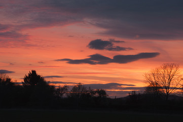Fototapeta na wymiar Sunset in the English countryside.