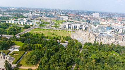 Aerial view of Berlin skyline from June 17 road, Germany