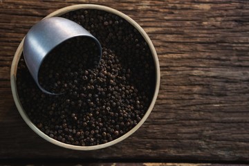 Black pepper in bowl