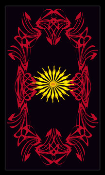 Tarot cards - back design, Yellow flower