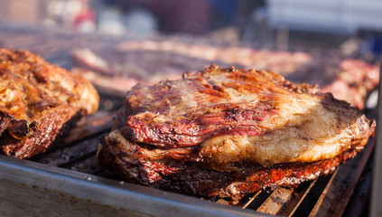 Street food, Argentine meat stand.